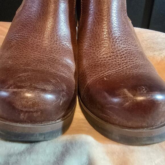 Korks by Kork-Ease brown chunky heel strap leather ankle boots booties size 9.5 - Picture 5 of 12